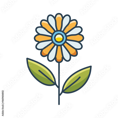 Floral Line Art Vector. Elegant Black and White Flower Outline Illustration