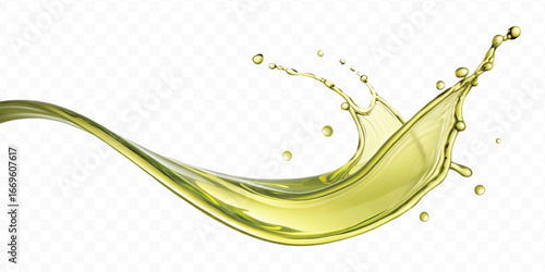 abstract 3d smooth liquid olive oil splash in different style isolated on transparent background	
