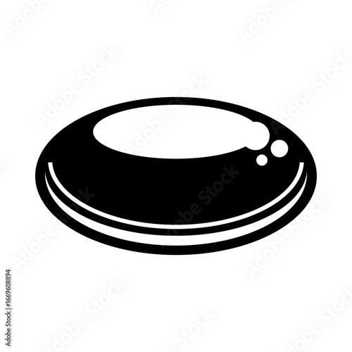 Outline icon of a vitamin D capsule or pill on a dish, symbolizing supplements, healthcare, or nutrition. Design vector illustration.