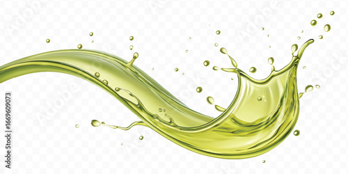 abstract 3d smooth liquid olive oil splash in different style isolated on transparent background	
