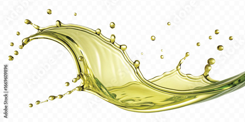 abstract 3d smooth liquid olive oil splash in different style isolated on transparent background	
