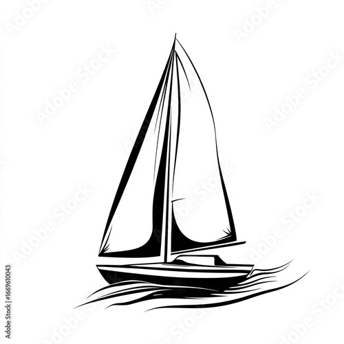Simple black and white sailboat silhouette (1)
