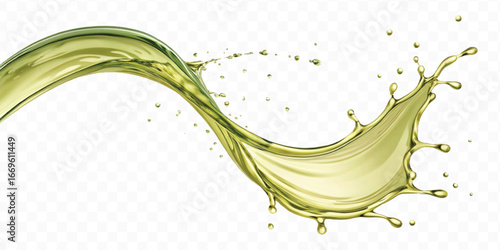 abstract 3d smooth liquid olive oil splash in different style isolated on transparent background	
