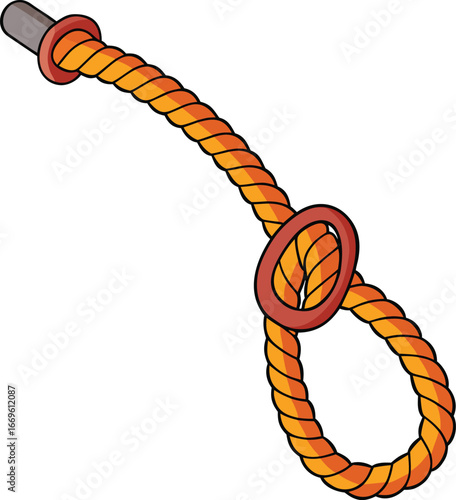 Hanging rope knot silhouette vector illustration 

