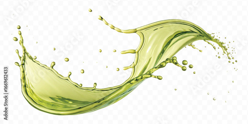 abstract 3d smooth liquid olive oil splash in different style isolated on transparent background	
