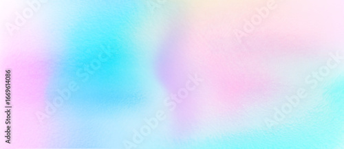 Iridescent metal foil texture with holographic gradient of pink, blue and purple tones. Smooth metallic surface with reflect light and rainbow effect for luxury packaging or design backgrounds.