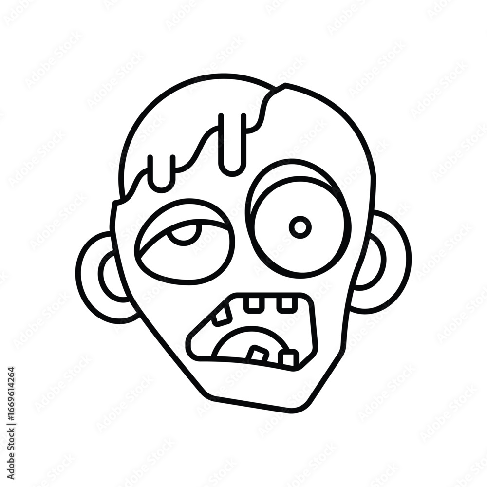 Obraz premium Zombie line icon with white background vector stock illustration
