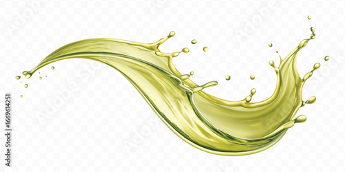 abstract 3d smooth liquid olive oil splash in different style isolated on transparent background	
