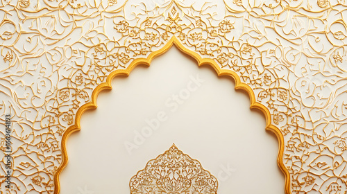 • Handcrafted Ramadan Mubarak banner in Urdu with intricate Islamic patterns isolated on white background in HD 