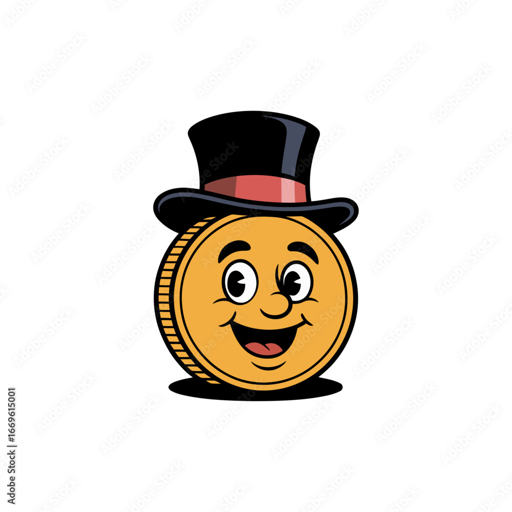 Obraz premium Happy coin with top hat logo