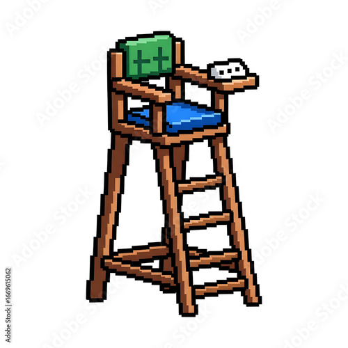 Pixel Art Tennis Umpire Chair Illustration.