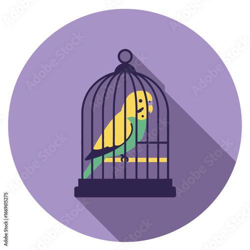 Colorful Budgerigar Perched in a Cage