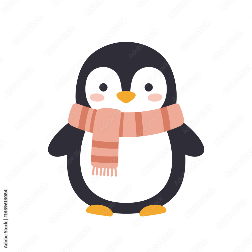 Fototapeta premium Cute Penguin Wearing a Scarf