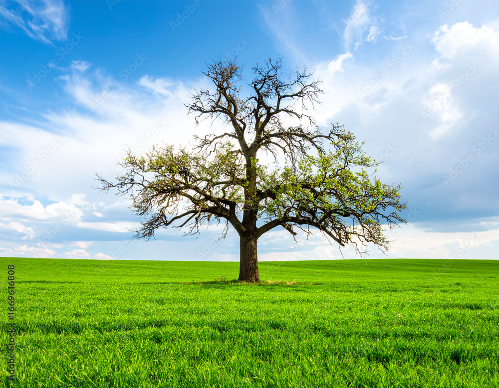 Fototapeta premium Single Tree in a Green Field