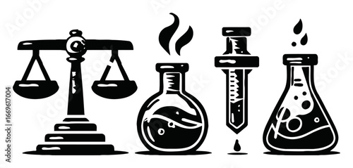 Symbolic Representation of Justice and Science with Laboratory Equipment