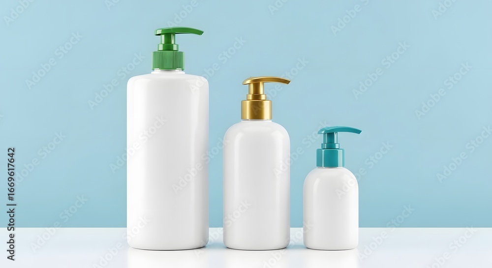 custom made wallpaper toronto digitalElegant Trio of White Pump Bottles for Skincare and Beauty Products
