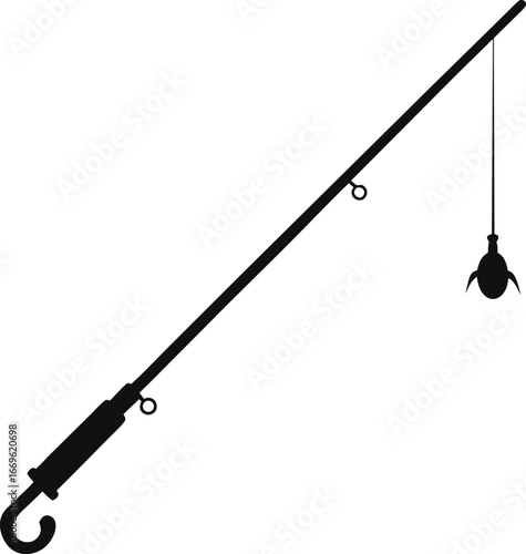 Silhouette fishing rod full black color only