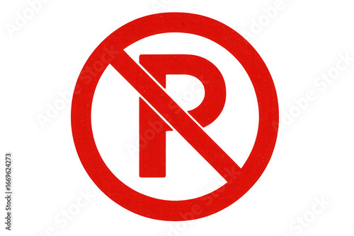 Free Download Red no parking warning sign blocking vehicle entry, mounted against transparent backdrop, signaling parking restriction - GFXLoad