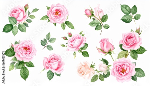 Wallpaper Mural seamless pattern with pink roses Torontodigital.ca