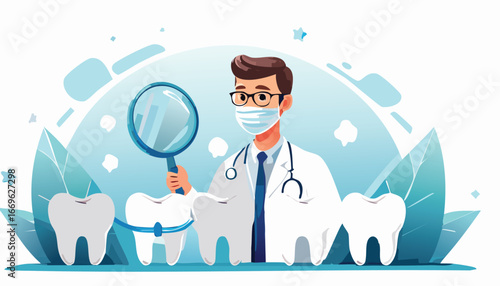 Vector artwork of dental checkup scene for children’s hygiene education
Dentist and teeth vector promoting oral health awareness in youth-friendly design