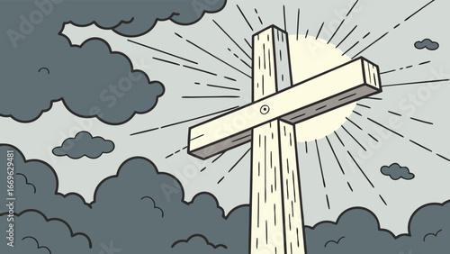 Christian Cross Against a Cloudy Sky 1.