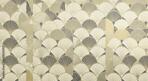 Art deco pattern with fanshaped elements