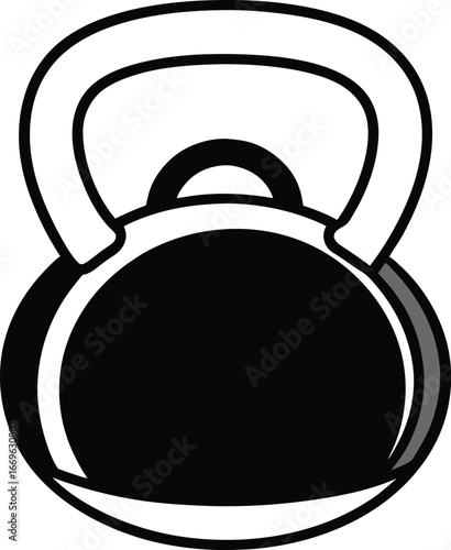 Illustration of kettlebell weight in engraving style design element for logo