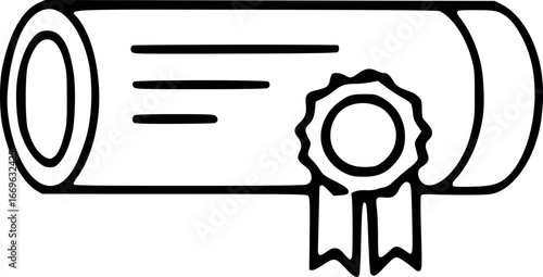 black and white diploma scroll with ribbon clip art preview