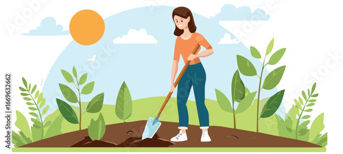 girl watering flowers