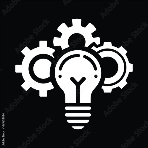 Gear with Light Bulb Innovation Symbol