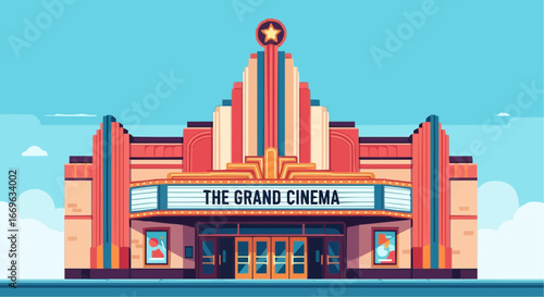 Art Deco style Grand Cinema building exterior.