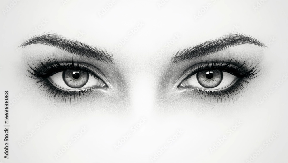 Fototapeta premium intense gaze detailed pencil sketch of woman's eyes