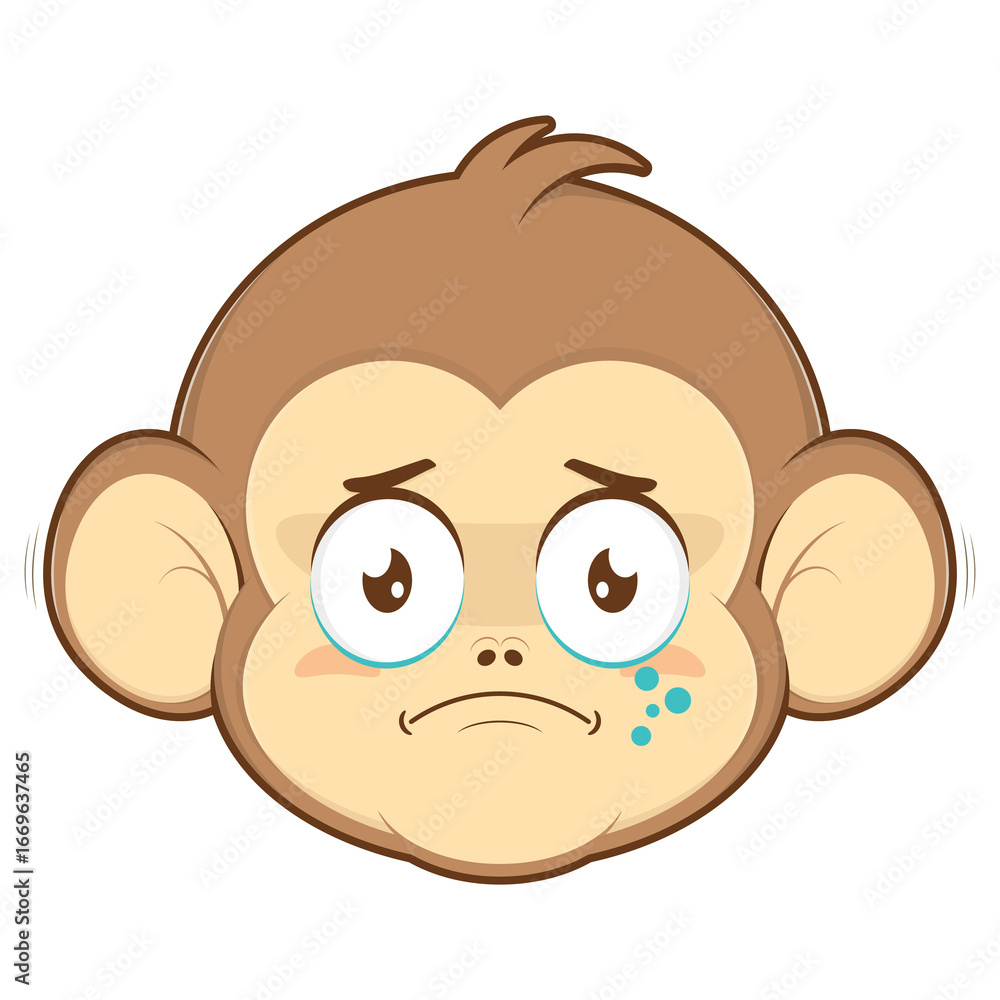 Obraz premium monkey crying face cartoon cute