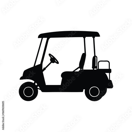 Silhouette Illustration of a Golf Cart or Vehicle for Recreational Use, golf car illustration silhouette