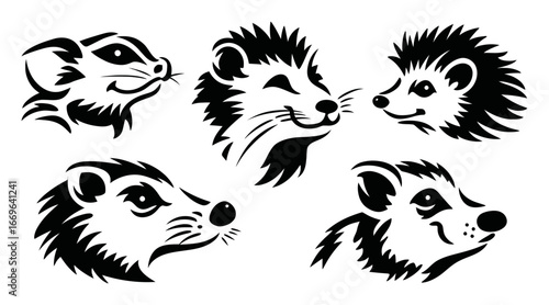 Black and White Illustrations of Various Small Mammals and Rodents