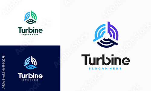 Modern Spinning Turbine logo designs concept, Wind Power energy Technology logo