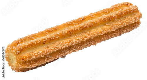 Golden, textured churro shines on black. Crisp surface, appealing lighting. Great for menus, food blogs, posters, product photography.