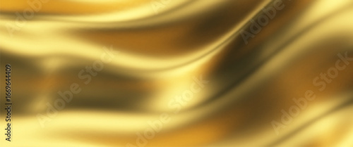 Gold silk background and golden liquid satin wave on fabric cloth for luxury elegance. Abstract smooth flag design with color and 3d ribbon by vector gradient.