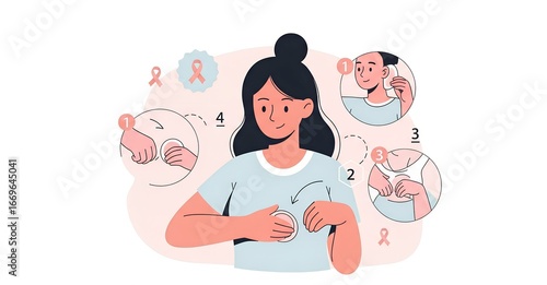 Breast Self-Examination Guide: Woman Performing Self-Check for Cancer Awareness & Prevention