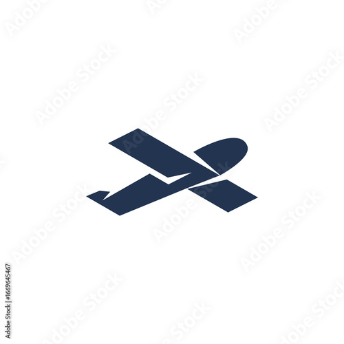 Airplane silhouette as a symbol. Illustration of a silhouette of an airplane as a symbol on a white background
