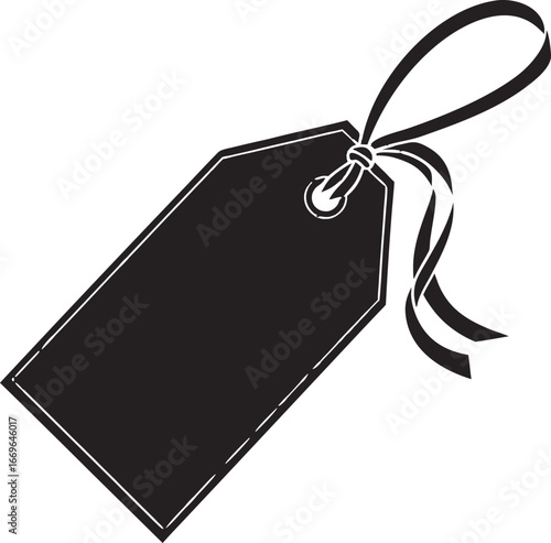 A red Christmas paper gift tag with a ribbon and an empty space for a message