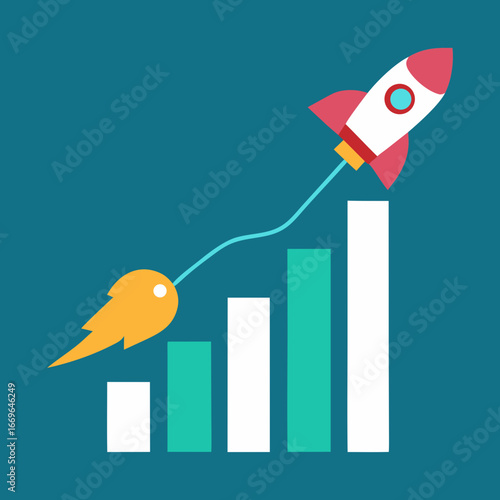Illustration of Rocket Ship Taking Off Icon