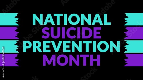 National Suicide Prevention Month In and Out text from split line animation on a black background.