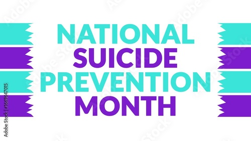 National Suicide Prevention Month In and Out text from split line animation on a White background.