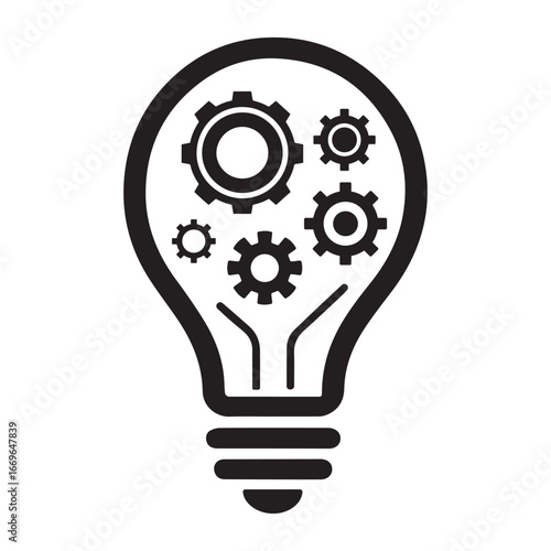 Gear with Light Bulb Innovation Symbol
