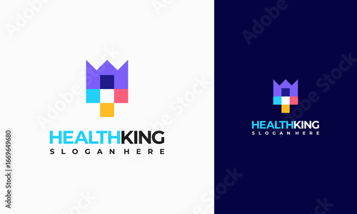 Health king logo designs concept vector, Healthcare Clinic logo designs concept vector