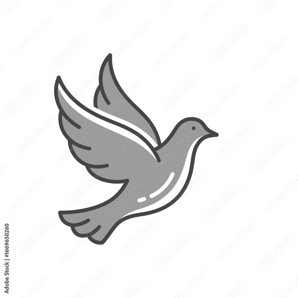Obraz premium Two-tone glyph icon of a dove carrying a heart for love and harmony.