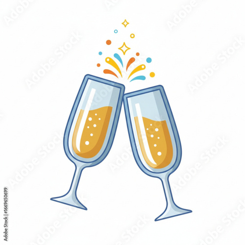 Festive Celebration Toasting with champagne glasses and vibrant sparkles