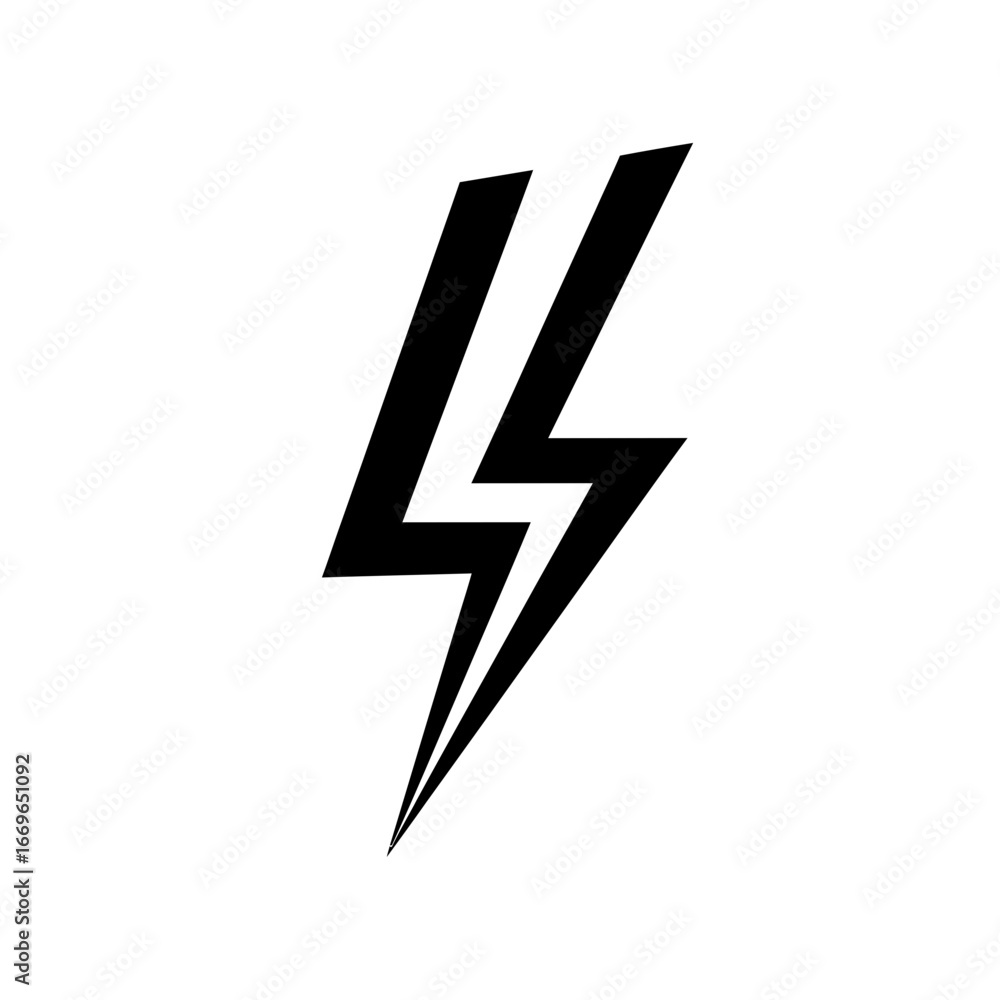Professional monochrome glyph icon of an energy lightning bolt. Professional monochrome glyph icon of an energy lightning bolt.