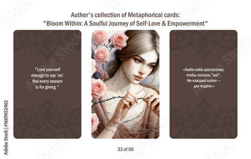 Metaphorical cards for women. Blossom from within a soulful journey to self-love and empowerment, answers to questions.